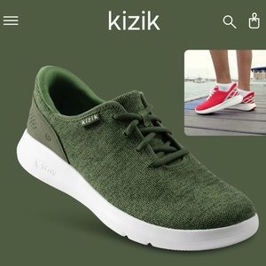 Kizik Women's Madrid Eco Knit Slip-on shoe Olive green size 7 Wide EE
